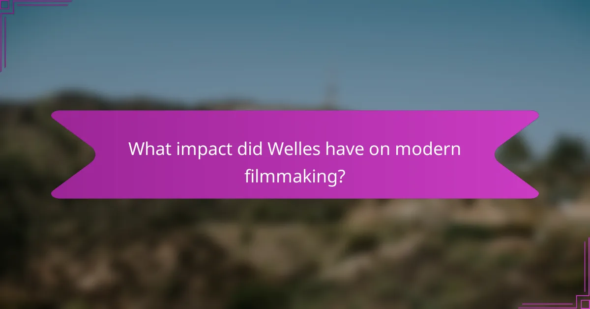 What impact did Welles have on modern filmmaking?